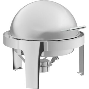 Roll Top Chafing Dish 6.5 Quart Round Polished Stainless